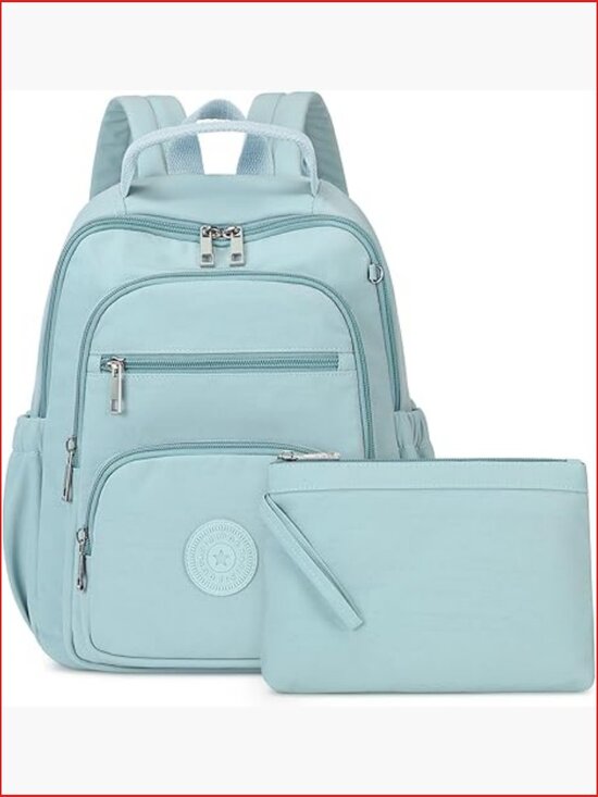 Water-Resistant Nylon Backpack Purse with 7 Pockets & Luggage Strap main image 7